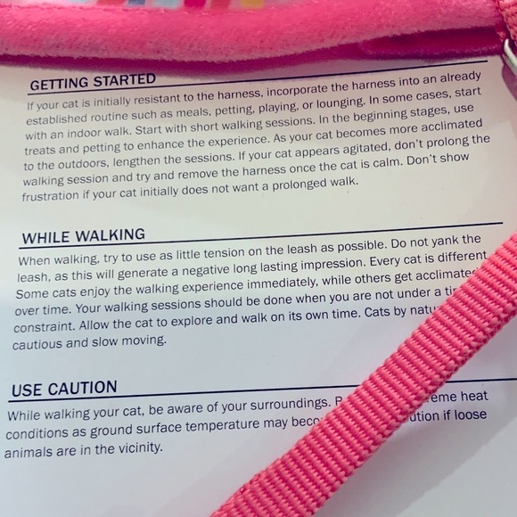 Cat Harness and Leash Set Adjustable For Cats 5-10 LBS Pink Multicolor One Size - Picture 6 of 8